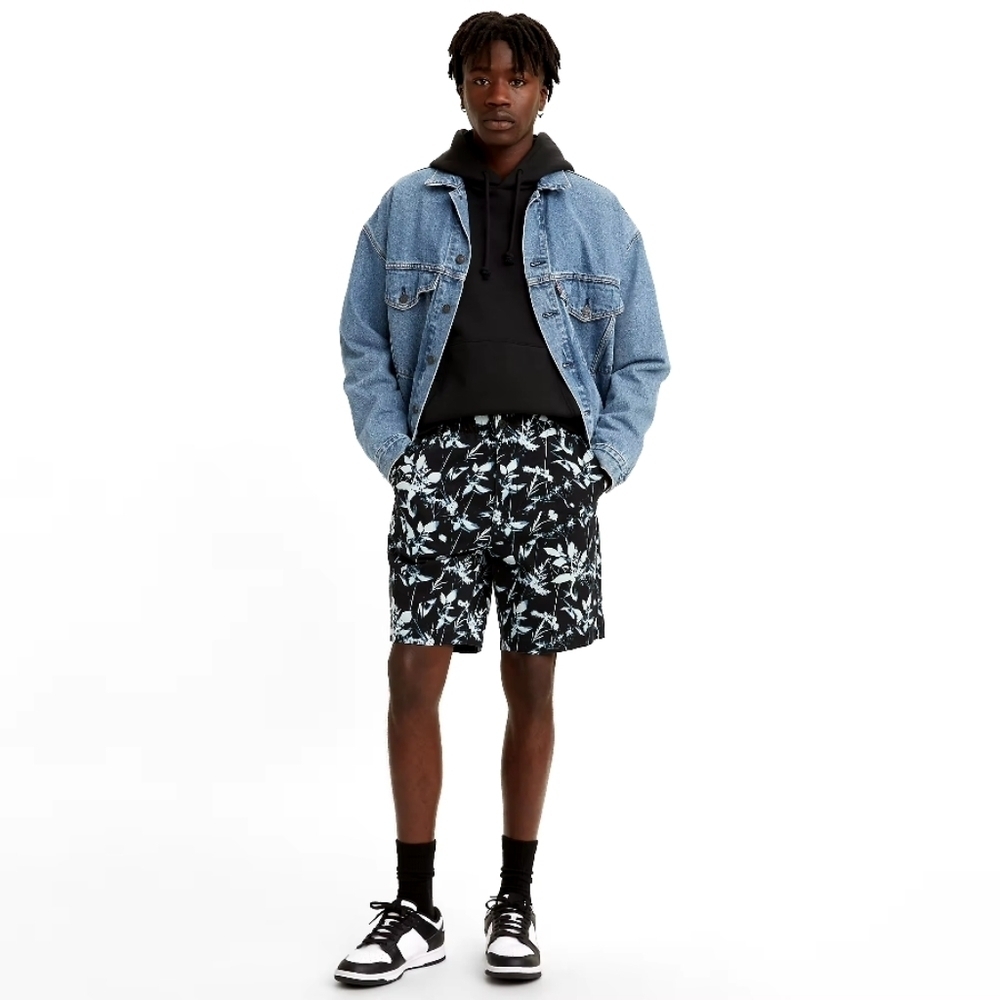 Levi's XX Chino Stretch Shorts EZ Boyd Caviar Print Elastic Waist Blue Wh- sz L